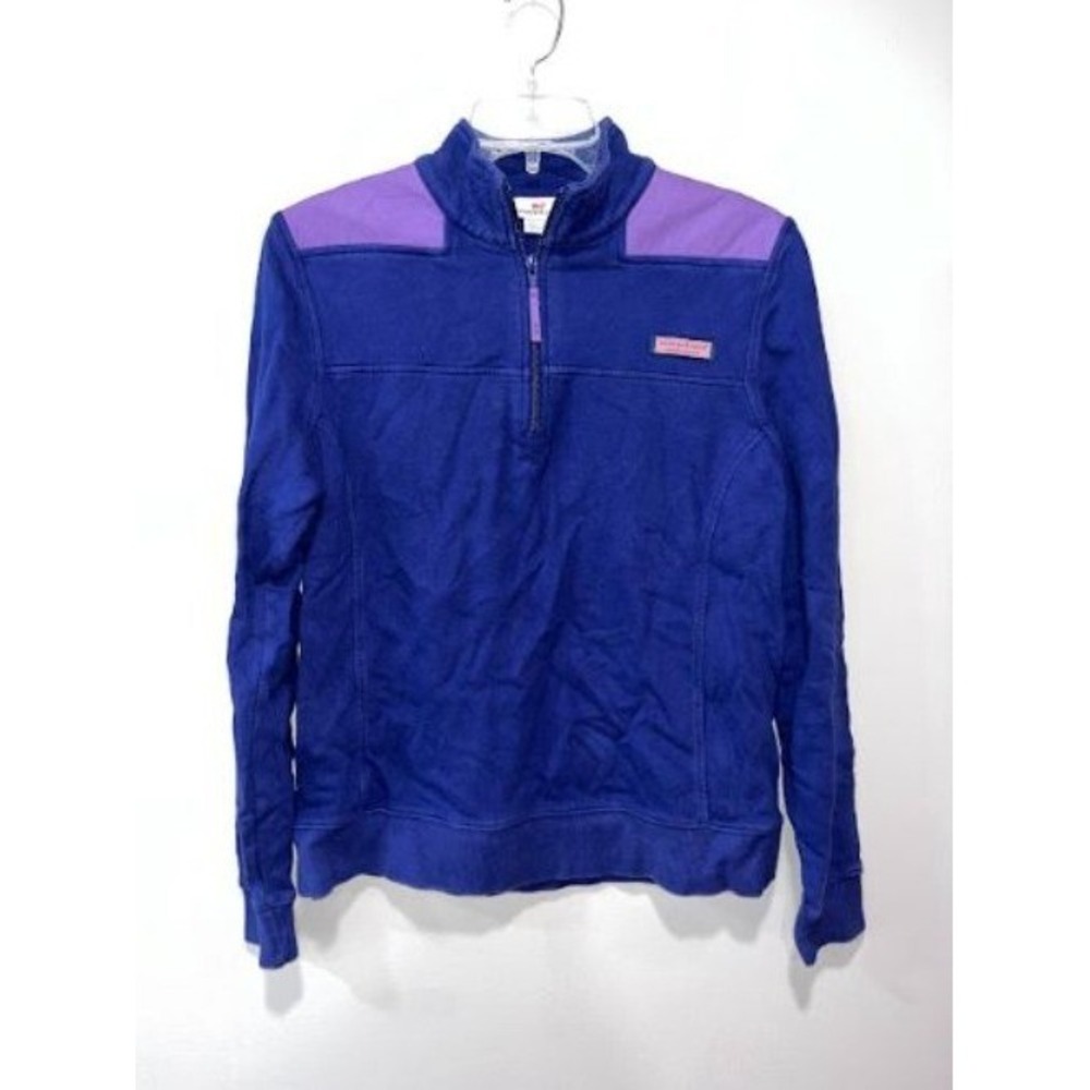 Vineyard Vines Womens 1/4 Zip Pullover Sweatshirt Purple & Blue 100% Cotton S